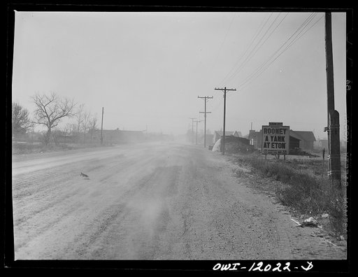 Portales, New Mexico. Dust blowing on the street