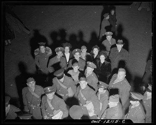 Untitled photo, possibly related to: Washington, D.C. Crowds of soldiers, sailors, and civilians waiting to board trains at Union Station