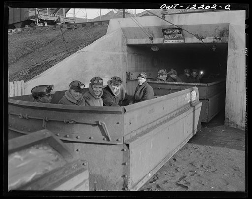 Pittsburgh, Pennsylvania (vicinity). Westland coal mine. "Mantrip" going into a "drift mine"