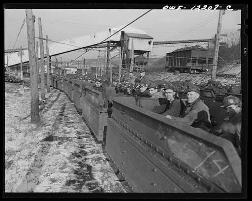 Pittsburgh, Pennsylvania (vicinity). Westland coal mine. "Mantrip" going into a "drift mine"