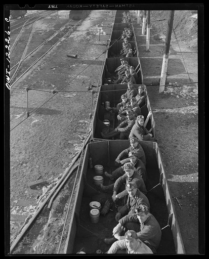 Pittsburgh, Pennsylvania (vicinity). Westland coal mine. "Mantrip" enroute to the mine