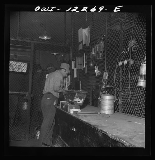 Pittsburgh, Pennsylvania (vicinity). Montour no. 4 mine of the Pittsburgh Coal Company. Supply store in lamp house of mine