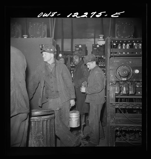 Untitled photo, possibly related to: Pittsburgh, Pennsylvania (vicinity). Montour no. 4 mine of the Pittsburgh Coal Company. Miners getting their head and safety lamps
