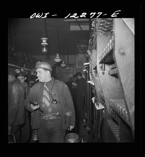 Untitled photo, possibly related to: Pittsburgh, Pennsylvania (vicinity). Montour no. 4 mine of the Pittsburgh Coal Company. Miners getting their head and safety lamps