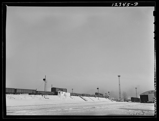 Chicago, Illinois. Train going over the hump at a Chicago and Northwestern Railroad