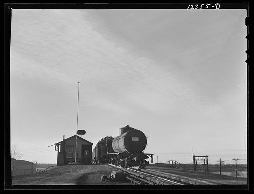 Chicago, Illinois. Cars going over the hump at a Chicago and Northwestern Railroad yard