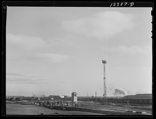 Chicago, Illinois. Yard crew repairing tracks at the hump and classification yard at a Chicago and Northwestern Railroad