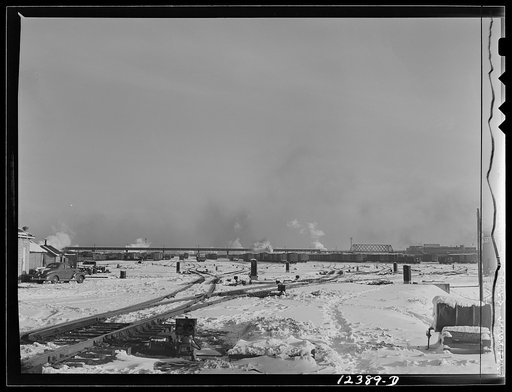 Chicago, Illinois. The hump and classification yards at a Chicago and Northwestern Railroad yard