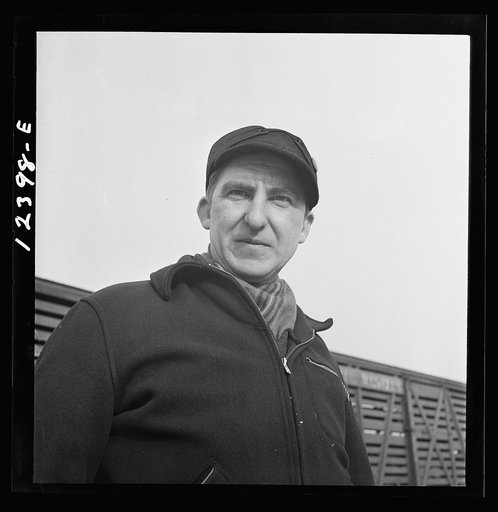 Chicago, Illinois. Switchman at a Chicago and Northwestern Railroad yard