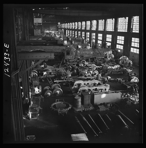 Untitled photo, possibly related to: Chicago, Illinois. The Chicago and Northwestern Railroad locomotive repair shop
