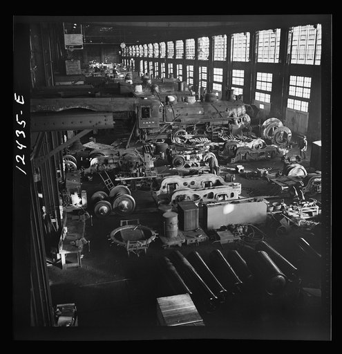 Chicago, Illinois. The Chicago and Northwestern Railroad locomotive repair shop