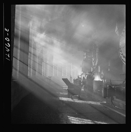 Chicago, Illinois. In the roundhouse at a Chicago and Northwestern Railroad yard