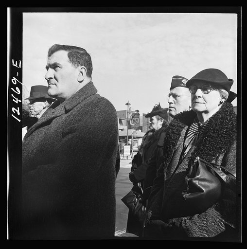 Chicago (north), Illinois. People listening to speakers at a flag dedication ceremony