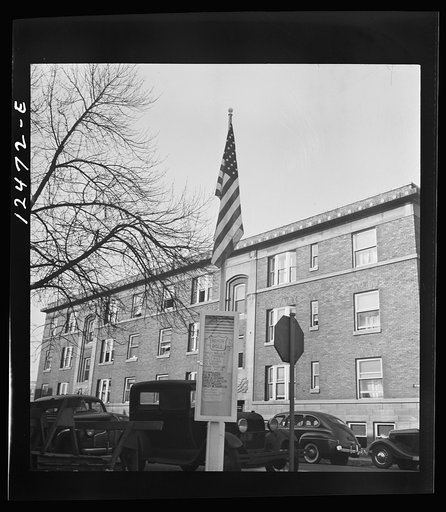 Chicago (north), Illinois. Flag erected by a block Office of Civilian Defense group and dedicated at a neighborhood ceremony