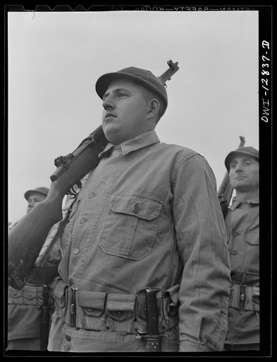 Untitled photo, possibly related to: Fort Belvoir, Virginia. Constantine P. Lihas, a twenty-one year old Greek-American soldier, formerly a material handler at the General Electric Company plant at Pittsburgh. Both parents were born in Greece; father came to the United States in 1906, mother in 1921