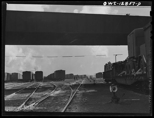 Untitled photo, possibly related to: Chicago, Illinois. One of the classification yards at a Chicago and Northwestern Railroad yard