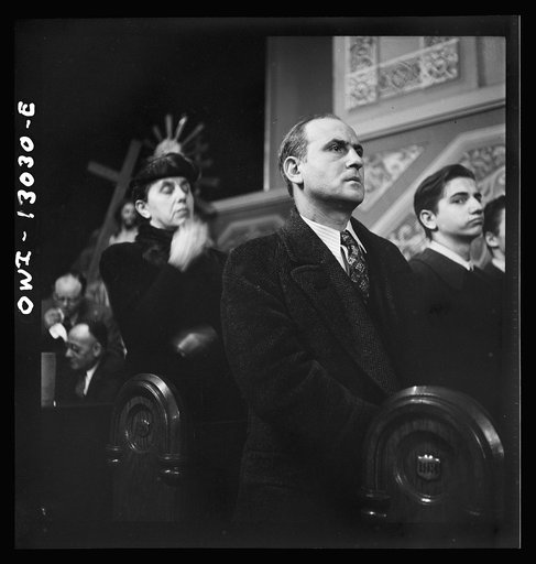 New York, New York. Midnight mass on Christmas Eve at Saint Dominick's church in an Italian-American neighborhood