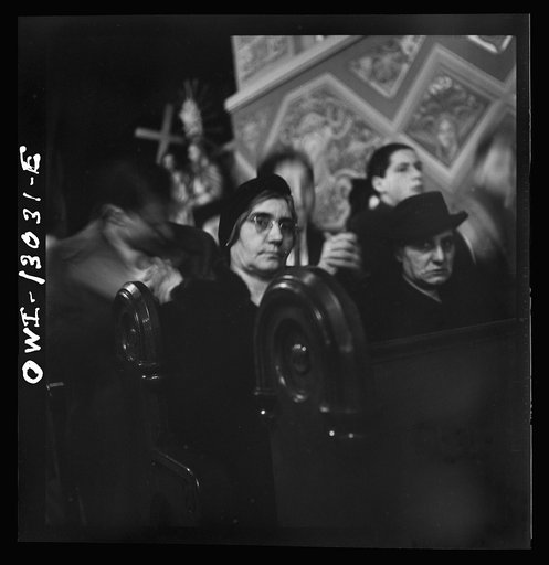 Untitled photo, possibly related to: New York, New York. Midnight mass on Christmas Eve at Saint Dominick's church in an Italian-American neighborhood