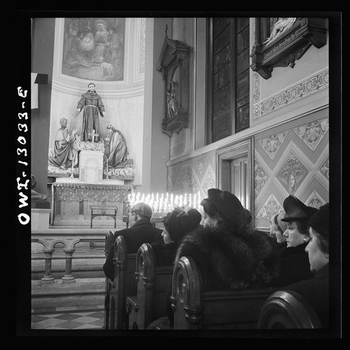 New York, New York. Midnight mass on Christmas Eve at Saint Dominick's church in an Italian-American neighborhood