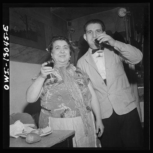 Untitled photo, possibly related to: New York, New York. New Year's Eve in Marconi's Restaurant on Mulberry Street. This Gypsy woman is a habitue of the place. She came in for a bite to eat, and put on an extemporaneous dance to entertain the Di Contanzo's family party