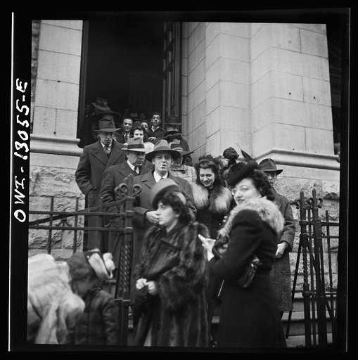 Untitled photo, possibly related to: New York, New York. Italian-Americans coming out of Saint Dominick's church on Sullivan street on New Year's day