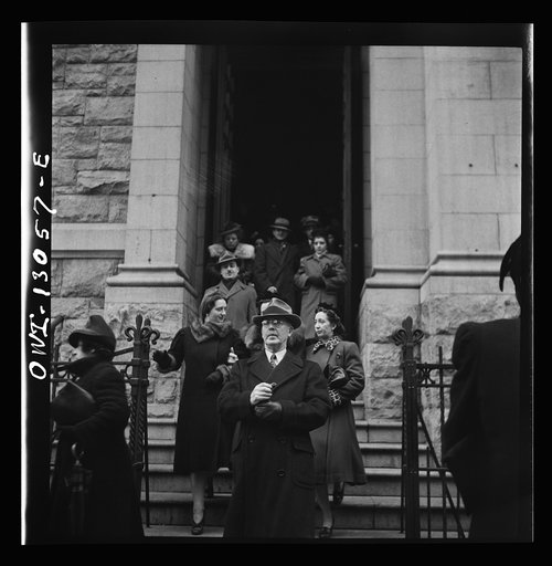 Untitled photo, possibly related to: New York, New York. Italian-Americans coming out of Saint Dominick's church on Sullivan street on New Year's day