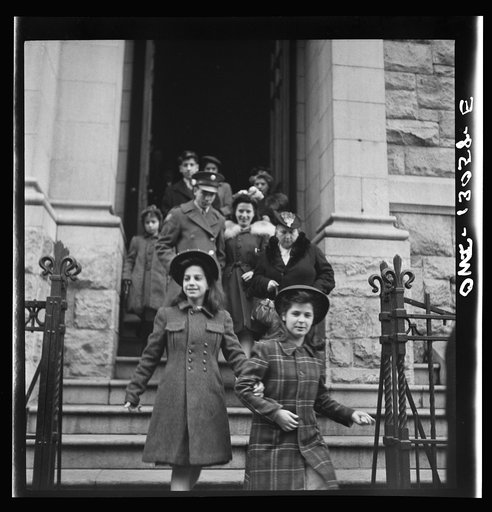 Untitled photo, possibly related to: New York, New York. Italian-Americans coming out of Saint Dominick's church on Sullivan street on New Year's day