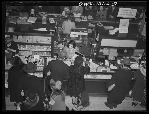 Untitled photo, possibly related to: New York, New York. R. H. Macy and Company department store during the week before Christmas