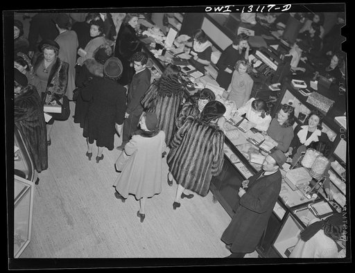 Untitled photo, possibly related to: New York, New York. R. H. Macy and Company department store during the week before Christmas