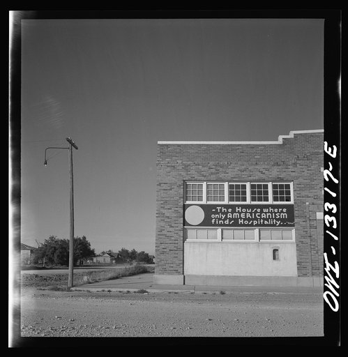 Miscellaneous lot of photographs by Barbara Wright. New Mexico. Clayton, New Mexico. American Legion hall