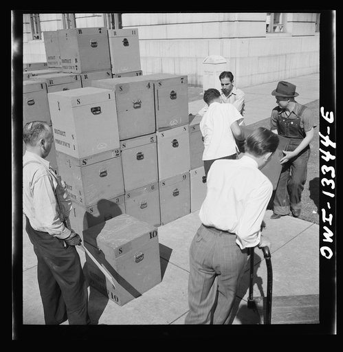 Untitled photo, possibly related to: Miscellaneous lot of photographs by Barbara Wright, e.g. University of Virginia, Franconia, New Hampshire, Maine. Bringing ballot boxes out of storage