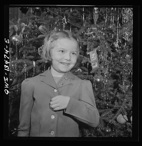 New York, New York. Martinetti grandchild and her Christmas tree