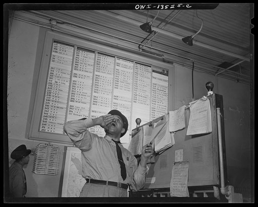 Washington, D.C. Firehouse Station No. 4. Fireman yelling the location of an alarm