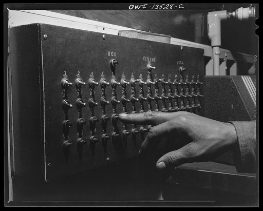 Washington, D.C. Firehouse Station No. 4. Control box built by members of the engine house to make it easier for new firemen to tell the member of engines out on the alarm