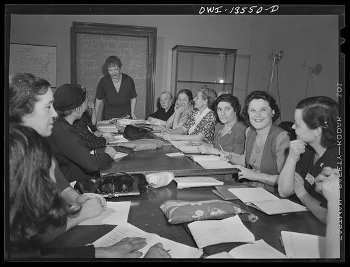 Untitled photo, possibly related to: New York, New York. Class in citizenship and English for Italians given free of charge at the Hudson Park Library on Seventh Avenue near Bleecker Street