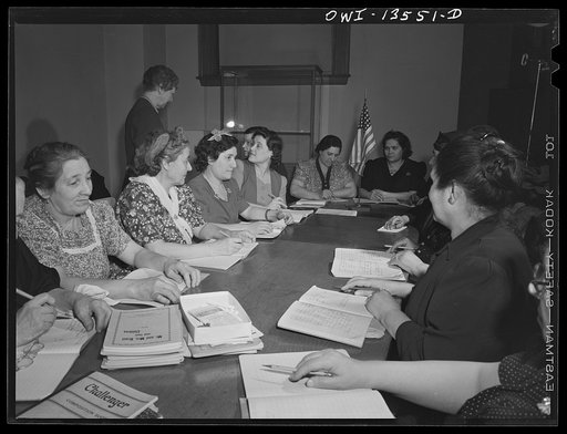 New York, New York. Class in citizenship and English for Italians given free of charge at the Hudson Park Library on Seventh Avenue near Bleecker Street