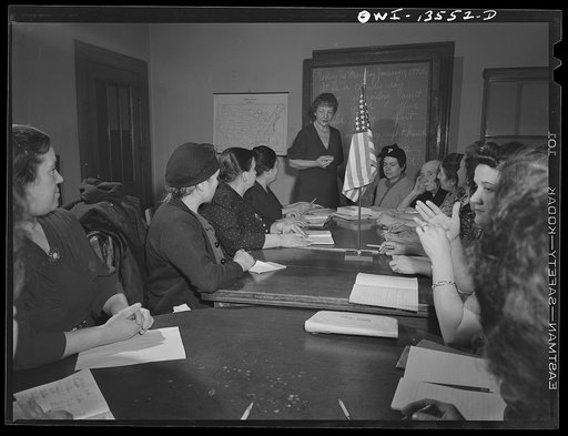 New York, New York. Class in citizenship and English for Italians given free of charge at the Hudson Park Library on Seventh Avenue near Bleecker Street