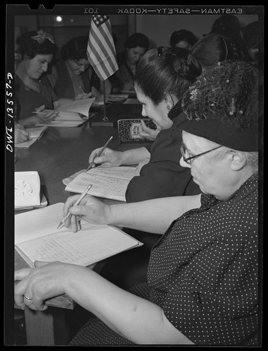 New York, New York. Class in citizenship and English for Italians given free of charge at the Hudson Park Library on Seventh Avenue near Bleecker Street