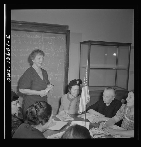 New York. New York. Class in citizenship and English for Italians given free of charge at the Hudson Park library on Seventh Avenue near Bleecker Street