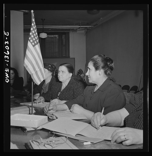 New York. New York. Class in citizenship and English for Italians given free of charge at the Hudson Park library on Seventh Avenue near Bleecker Street