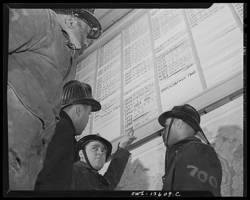 Washington, D.C. Firehouse Station No. 4. A large board gives the firemen the exact location of alarm