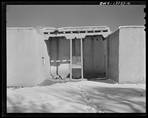 Untitled photo, possibly related to: Ranchos de Taos, New Mexico. A Spanish colonial portal