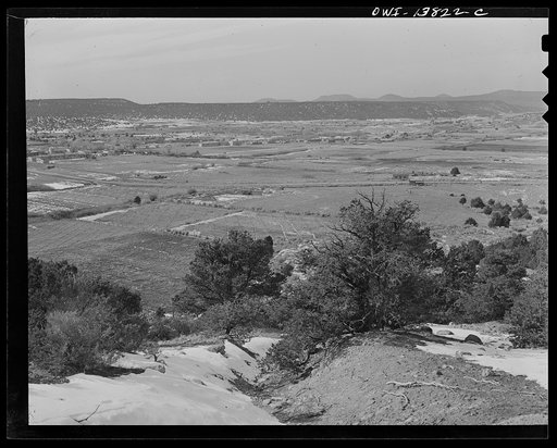 Penasco, New Mexico. The valley, looking down on the site of the new clinic building operated by the Taos County cooperative health association