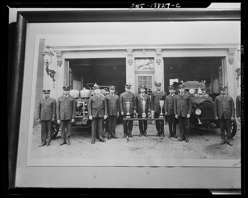 Firehouse Station No. 4. Washington, D.C. An early picture of station house no. 4 and its personnel staff when the oldtime steamers were in use