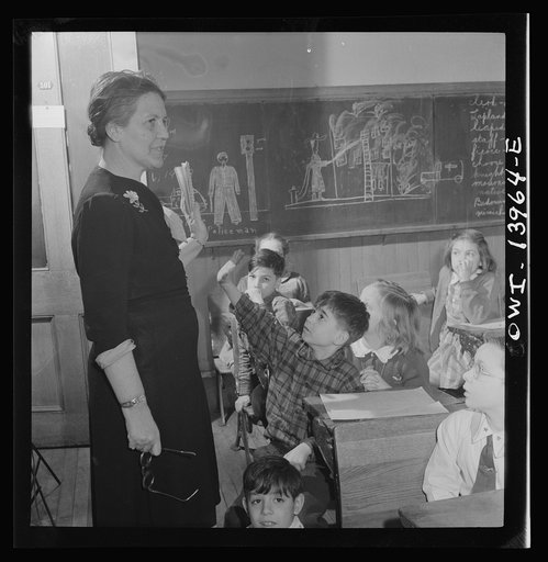New York, New York. Teacher and pupils in class at Public School Eight