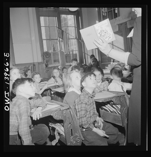 New York, New York. Teacher and pupils in class at Public School Eight