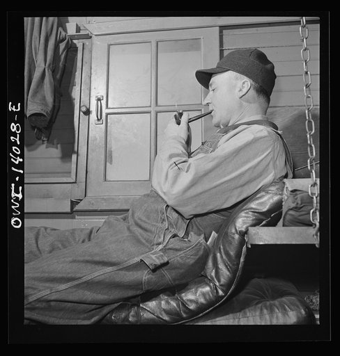 Untitled photo, possibly related to: Freight train operations on the Chicago and Northwestern Railroad between Chicago and Clinton, Iowa. Mr. Clarence Averill, rear brakeman