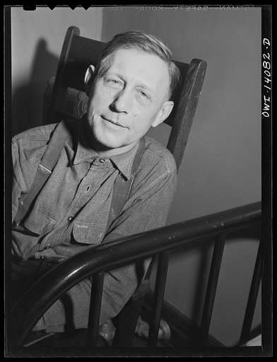 Gibson, Indiana. Hiram Gilman, engineer on the Michigan Central railroad for twenty-five years, who stops at the railroad YMCA (Young Men's Christian Association)
