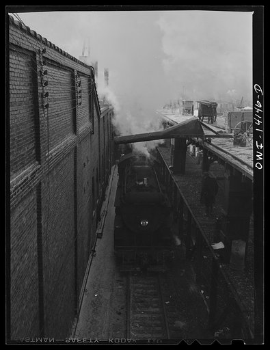 Untitled photo, possibly related to: The icing station of the Indiana Harbor Belt Railroad. The brick building on the left is the icing plant