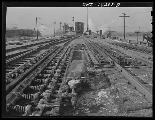 Untitled photo, possibly related to: Looking toward the hump of the Indiana Harbor Belt railroad. In the foreground are some of the retarders